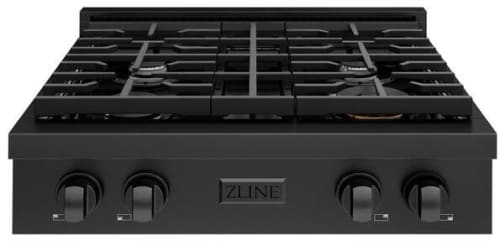 ZLINE SRTB30 - ZLINE 30 in. Paramount Gas Rangetop with 4 Burners and Porcelain Cooktop in Black Stainless Steel (SRTB-30) front. 30 Inch Gas Rangetop with 4 Sealed Burners