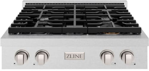 ZLINE Paramount SRTS30 - ZLINE 30 in. Paramount Gas Rangetop with 4 Burners and Porcelain Cooktop in Satin Stainless Steel (SRTS-30) front. 30 Inch Gas Rangetop with 4 Sealed Burners