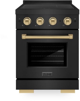 ZLINE Paramount SINRBZ24CB - ZLINE Autograph Edition 24 in. 3.2 cu. ft. Paramount Induction Range with 3 Element Cooktop and Electric Convection Oven in Black Stainless Steel with Champagne Bronze Accents (SINRBZ-24-CB) 24 Inch Freestanding Induction Range