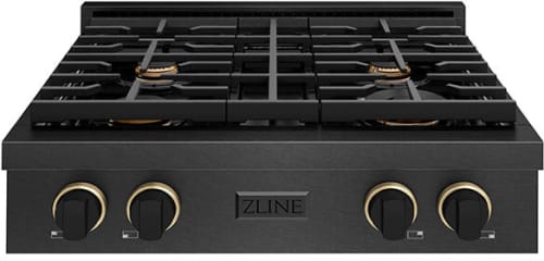 ZLINE Paramount SRTBSZ30MBCB - ZLINE Designer Collection 30 in. Paramount Gas Rangetop with 4 Burners in Black Satin Stainless Steel with Matte Black and Champagne Bronze Accents (SRTBSZ-30-MBCB) 30 Inch Gas Rangetop with 4 Sealed Brass Burners