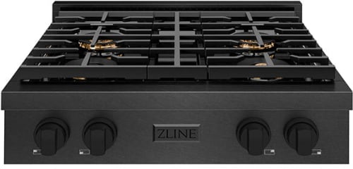 ZLINE Paramount PSRTBS30 - ZLINE 30 in. Paramount Gas Rangetop with 4 Burner DuoPro Cooktop in Black Satin Stainless Steel (PSRTBS-30) front. 30 Inch Gas Rangetop with 4 Sealed Burners