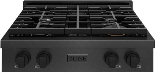 ZLINE Paramount SRTBS30 - ZLINE 30 in. Paramount Gas Rangetop with 4 Burners and Porcelain Cooktop in Black Satin Stainless Steel (SRTBS-30) 30 Inch Gas Rangetop with 4 Sealed Burners