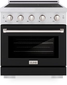 ZLINE SINRSBLM30 - ZLINE 30 in. 4.2 cu. ft. Paramount Induction Range with 4 Element Cooktop and Electric Convection Oven in Satin Stainless Steel with Black Matte Door (SINRS-BLM-30)