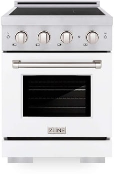 ZLINE Paramount SINRSWM24 - ZLINE 24 in. 3.2 cu. ft. Paramount Induction Range with 3 Element Cooktop and Electric Convection Oven in Satin Stainless Steel with White Matte Door (SINRS-WM-24) 24 Inch Freestanding Induction Range