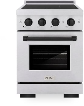 ZLINE Paramount SINRSZ24MB - ZLINE Autograph Edition 24 in. 3.2 cu. ft. Paramount Induction Range with 3 Element Cooktop and Electric Convection Oven in Satin Stainless Steel with Matte Black Accents (SINRSZ-24-MB) 24 Inch Freestanding Paramount Induction Range