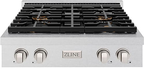 ZLINE Paramount PSRTS30 - ZLINE 30 in. Paramount Gas Rangetop with 4 Burner DuoPro Cooktop in Satin Stainless Steel (PSRTS-30) front. 30 Inch Gas Rangetop with 4 Sealed Burners