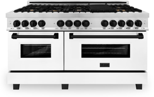 ZLINE Autograph Edition RAZWM60MB - 60 Inch Pro-Style Double Oven Dual Fuel Range