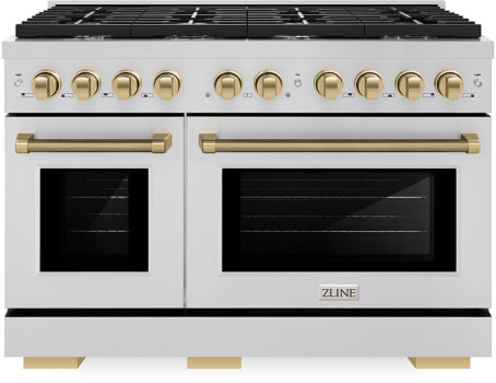 ZLINE Autograph Edition SDRZ48KCB - 48 Inch Pro-Style Double Oven Dual Fuel Range