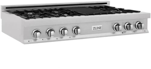 ZLINE RTS48 - ZLINE 48 in. Legacy Gas Rangetop with 7 Burners and Porcelain Cooktop in Satin Stainless Steel (RTS-48) main image. 48 in. Legacy Gas Rangetop with 7 Burners and Porcelain Cooktop