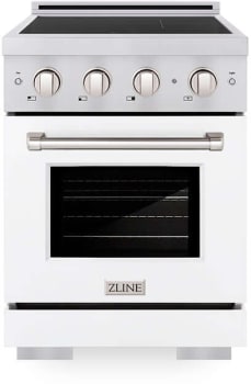 ZLINE Paramount SINRWM24 - ZLINE 24 in. 3.2 cu. ft. Paramount Induction Range with 3 Element Cooktop and Electric Convection Oven in Stainless Steel with White Matte Door (SINR-WM-24) 24 Inch Freestanding Induction Range