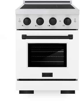 ZLINE Paramount SINRZWM24MB - ZLINE Autograph Edition 24 in. 3.2 cu. ft. Paramount Induction Range with 3 Element Cooktop and Electric Convection Oven in Stainless Steel with White Matte Door and Matte Black Accents (SINRZ-WM-24-MB) 24 Inch Freestanding Induction Range