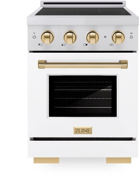 ZLINE Paramount SINRZWM24G - ZLINE Autograph Edition 24 in. 3.2 cu. ft. Paramount Induction Range with 3 Element Cooktop and Electric Convection Oven in Stainless Steel with White Matte Door and Polished Gold Accents (SINRZ-WM-24-G) 24 Inch Freestanding Induction Range
