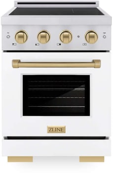 ZLINE Paramount SINRZWM24CB - ZLINE Autograph Edition 24 in. 3.2 cu. ft. Paramount Induction Range with 3 Element Cooktop and Electric Convection Oven in Stainless Steel with White Matte Door and Champagne Bronze Accents (SINRZ-WM-24-CB) 24 Inch Freestanding Induction Range