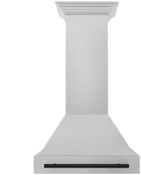 ZLINE Autograph Edition 8654SNZ30MB - ZLINE Autograph Edition 30 in. Satin Stainless Steel Wall Mount Range Hood with Matte Black Handle (8654SNZ-30-MB) front. 30 Inch Wall Mount Range Hood