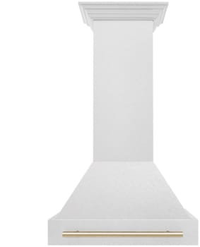 ZLINE Autograph Edition 8654SNZ30G - ZLINE Autograph Edition 30 in. Satin Stainless Steel Wall Mount Range Hood with Polished Gold Handle (8654SNZ-30-G) front. 30 Inch Wall Mount Range Hood