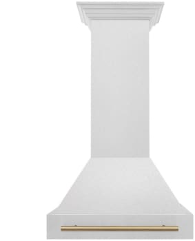 ZLINE Autograph Edition 8654SNZ30CB - ZLINE Autograph Edition 30 in. Satin Stainless Steel Wall Mount Range Hood with Champagne Bronze Handle (8654SNZ-30-CB) front. 30 in. Satin Stainless Steel Wall Mount Range Hood