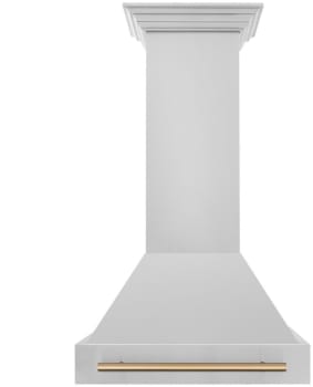 ZLINE Autograph Edition 8654STZ30CB - ZLINE Autograph Edition 30 in. Stainless Steel Range Hood with Stainless Steel Shell and Champagne Bronze Handle front. 30 Inch Wall Mount Range Hood