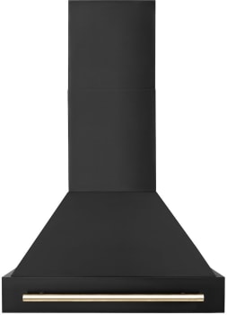 ZLINE Autograph Edition BS655Z30G - ZLINE Autograph Edition 30 in. Black Stainless Steel Range Hood with Polished Gold Handle (BS655Z-30-G) front. 30 Inch Wall Mount Chimney Range Hood