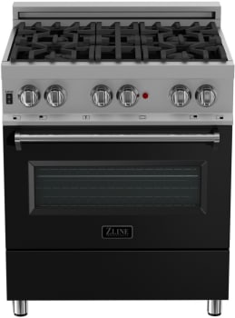 ZLINE RASBLM30 - Professional DuraSnow® Dual Fuel Range with Black Matte Door