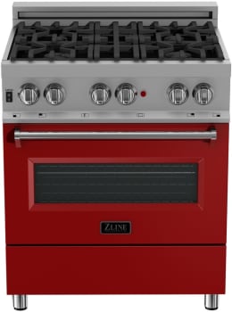 ZLINE RASRG30 - Professional DuraSnow® Dual Fuel Range - Red Gloss
