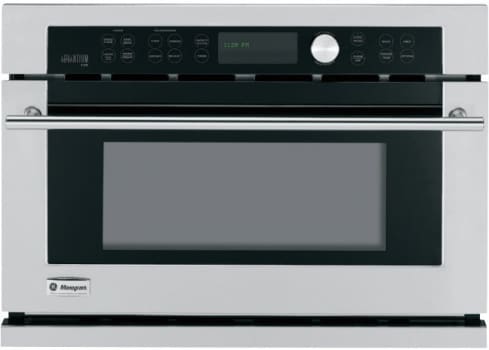 Monogram Zsc1001jss 27 Inch Single Electric Wall Oven With 1 6 Cu Ft Capacity 950 Watt Microwave Speedcook 16 Inch Turntable Auto Defrost And Microwave Sensor Cook