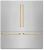 Satin Stainless Steel with Polished Gold Handles