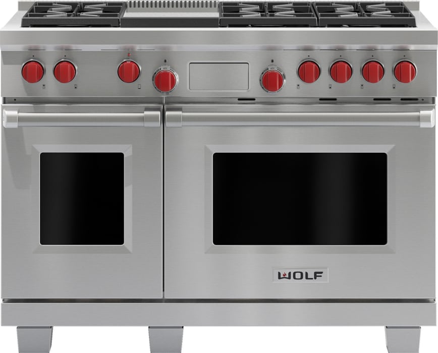 48 Gas Wolf Oven With Red Knobs