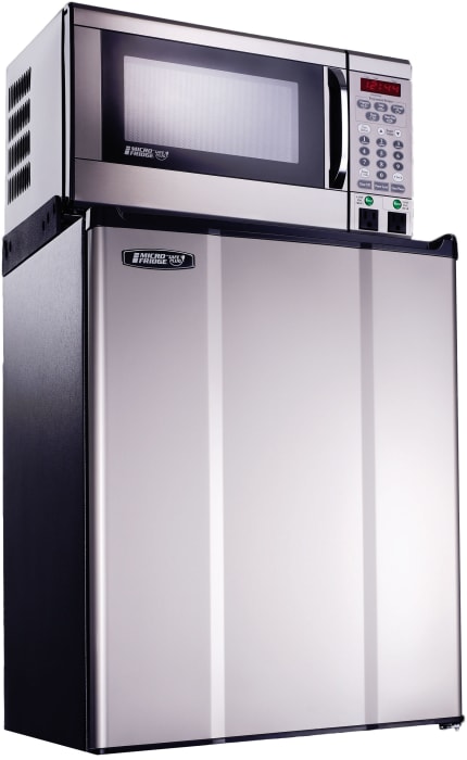 Microfridge 23mf47tps 2 3 Cu Ft All Refrigerator With 0 7 Cu Ft Microwave Interior Can Dispenser Safe Plug Technology And Dual Outlet Charging Station Stainless Steel