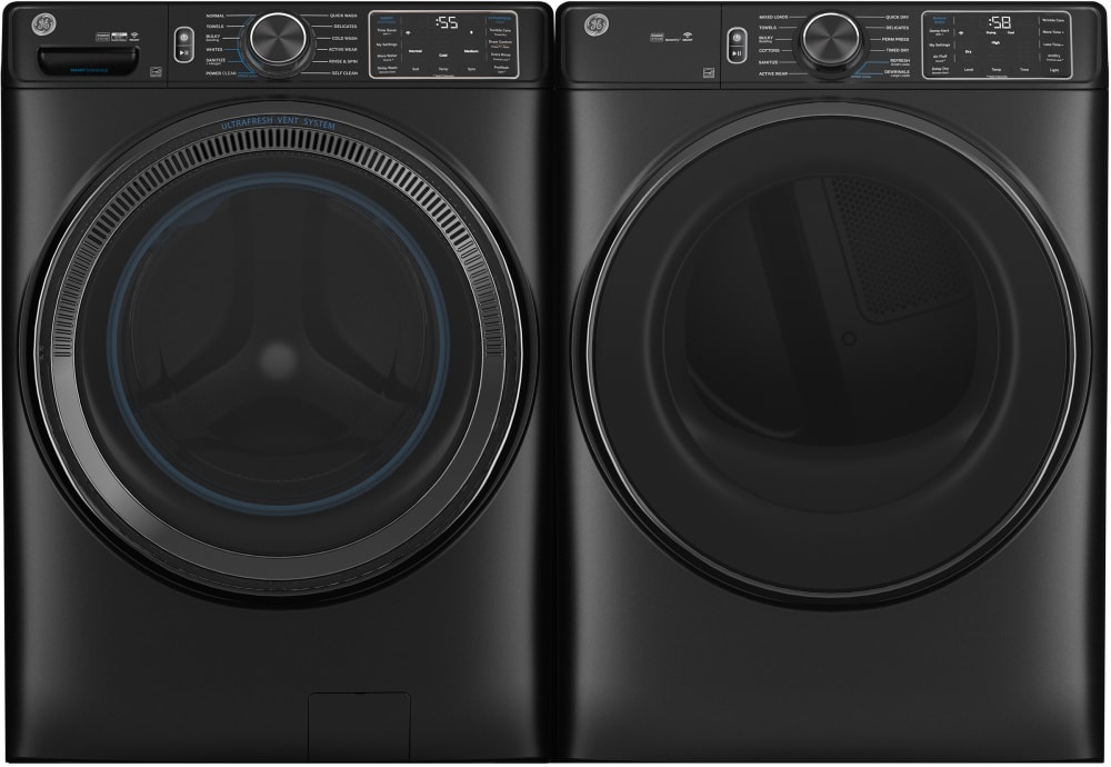 GE GEWADREVDS655SP Side by Side Washer Dryer Set with Front Load Washer and Electric Dryer in Graphite
