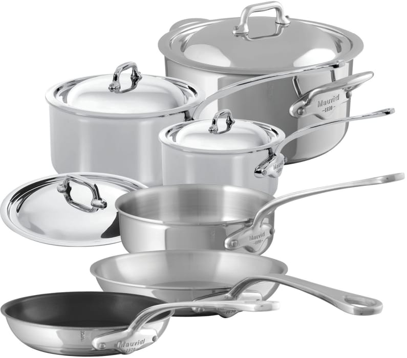 Mauviel 520023 M'Cook 10-Piece Cookware Set with 5-Ply Stainless