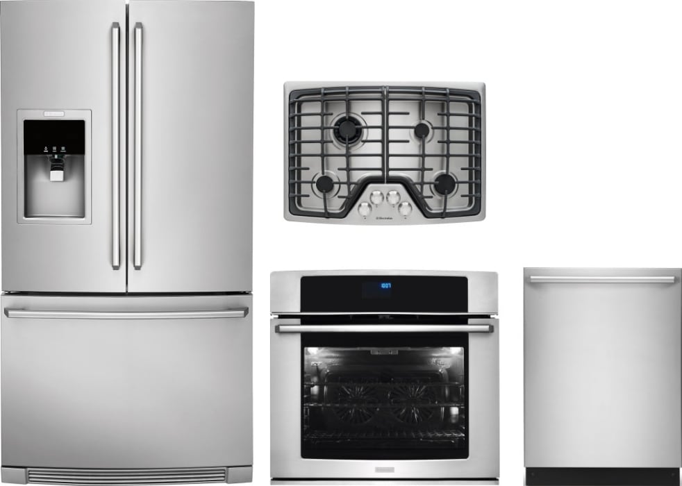 Electrolux Exrectwodw14 4 Piece Kitchen Appliances Package With French Door Refrigerator And Dishwasher In Stainless Steel