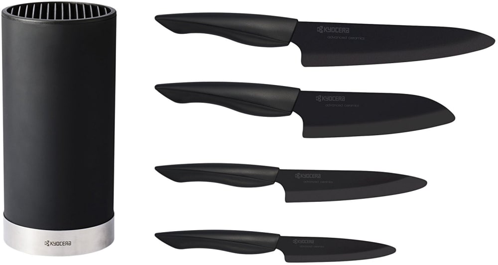 Kyocera Kb5pczkbkbkubk 5 Piece Universal Ceramic Knife Block Set With Advanced Pure Ceramic Razor Sharp Ultra Lightweight Ergonomic Handle And Lifetime Warranty
