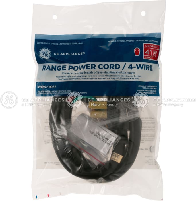 GE WX09X10037 4 Ft. 50 Amp 4 Wire Range Cord