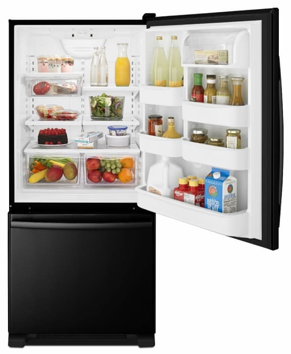 Amana ABB1924BRB 29 Inch Bottom Freezer Refrigerator with 18.5 cu. ft ...