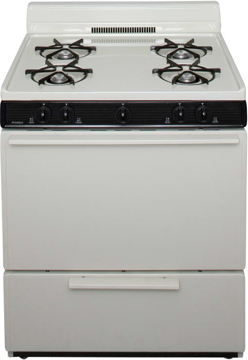Premier 30 in. 3.9 cu. ft. Oven Freestanding Gas Range with 4 Open Burners  - White on White