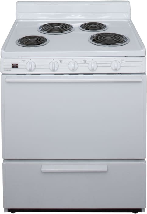 Premier EDK100OP 30 Inch Freestanding Electric Range with 4 Coil Elements 3.9 Cu. Ft. Oven Capacity Large Storage Drawer Porcelain Backguard Low 150 Thermostat Setting Heavy Duty Oven Racks and ADA Co...