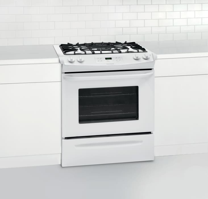 Frigidaire FFGS3025PW 30 Inch Slidein Gas Range with Multiple Broil Options, Power Clean