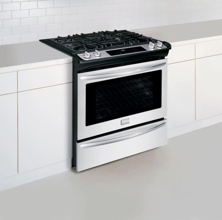 Frigidaire FGGS3065PF 30 Inch Slidein Gas Range with 4 Sealed Burners, 4.5 cu. ft. Oven