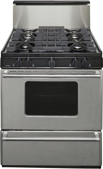 Premier P30b3202p 30 Inch Freestanding Gas Range With 4 Sealed Variable Burners Battery Spark Ignition 17 000 Btu Oven Burner Linear Valves Continuous Cast Iron Grates Fully Insulated Oven Power Burner And Backguard