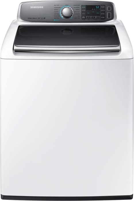 Samsung Wa56h9000aw 30 Inch 5 6 Cu Ft Top Load Washer With 15 Wash Cycles 1 100 Rpm Steam Sanitize Wash Cycle Aquajet Deep Clean Vibration Reduction Technology Smart Care Ez Reach Tub Self