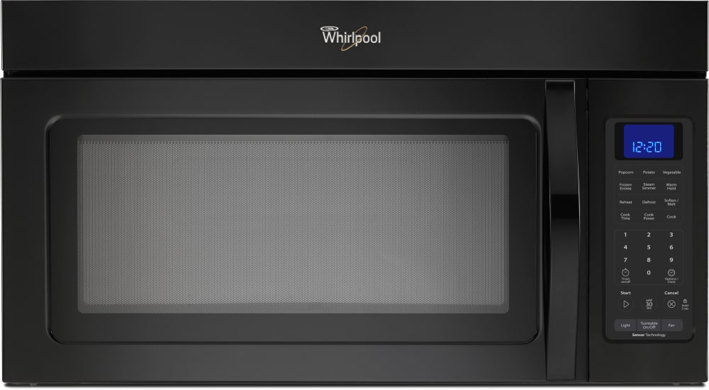 Whirlpool Wmh32519cb 1 9 Cu Ft Over The Range Microwave Oven With 1 000 Cooking Watts 300 Cfm Venting System Steam Cooking Sensor Cooking Hidden Vent Recessed Turntable And Incandescent Cooktop Lighting Black