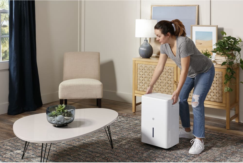 GE ADHR35LB 35 Pint Capacity Portable Dehumidifier with 3Fan Speeds
