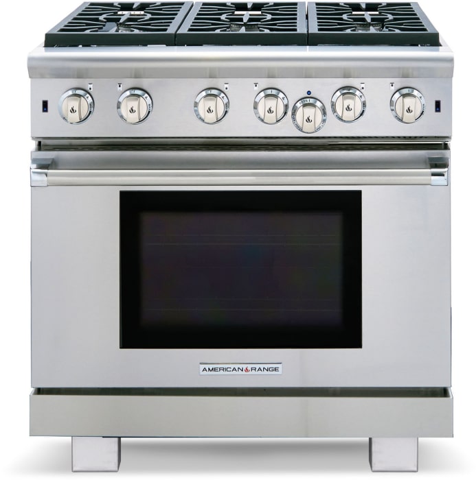 American Range Arrob636l 36 Inch Freestanding Professional Gas Range With 5 3 Cu Ft Innovection Oven 6 Open Burners Continuous Grates Infrared Broiler Quick Preheat And Island Trim Included Liquid Propane