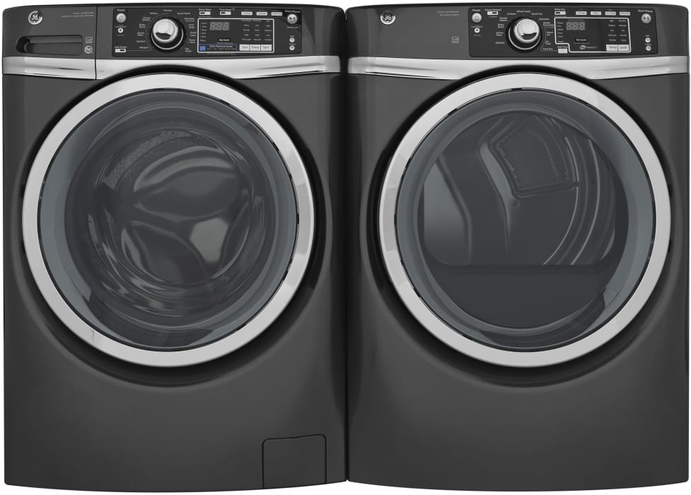 Ge Gewadrgg1 Side By Side Washer Dryer Set With Front Load Washer And Gas Dryer In Diamond Gray