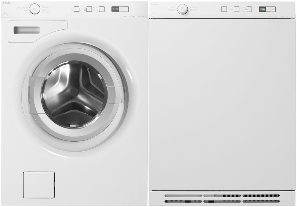 Asko Aswadrew6 Side By Side Washer Dryer Set With Front Load Washer And Electric Dryer In White