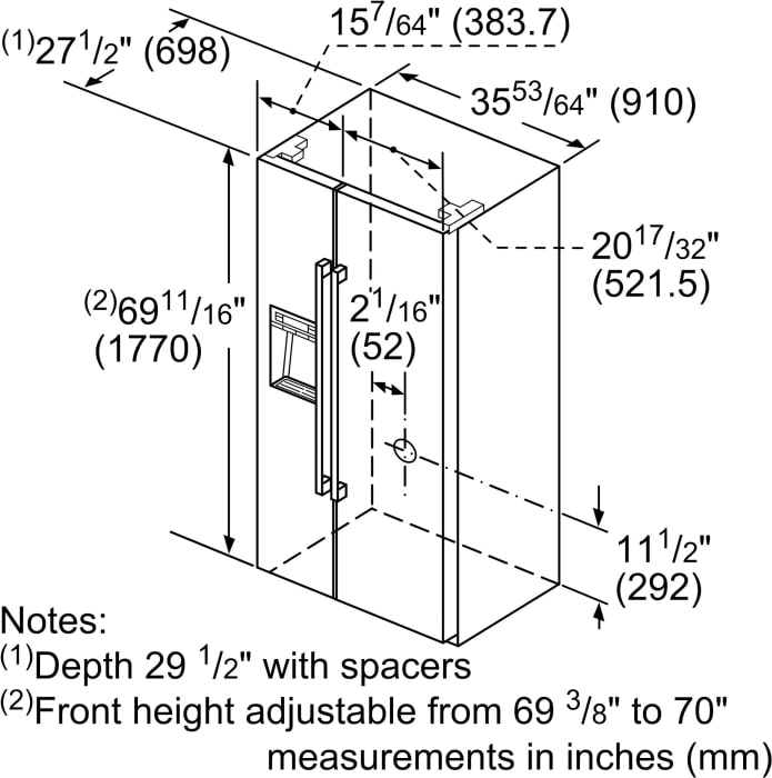 Bosch B20CS30SNS 36 Inch Counter Depth Freestanding Side by Side