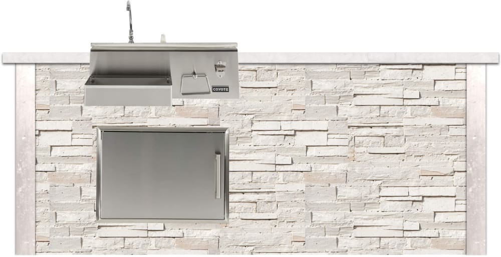 Rta Rtacb8rlswu 8 Outdoor Refreshments Bar Island Appliances Not Included With 12 Sq Ft Surface Back Overhang Propriety Concrete Frame Uhpc Countertop And Stacked Stone Finish Modern White