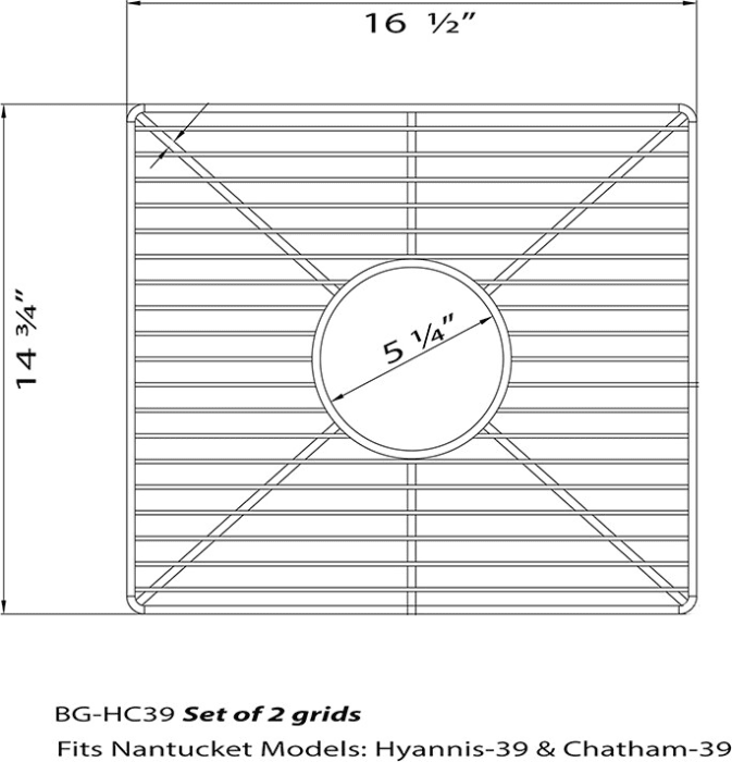 Nantucket Sinks BGHC39 16 1/2 Inch Stainless Steel Bottom Grid Set with Stainless Steel