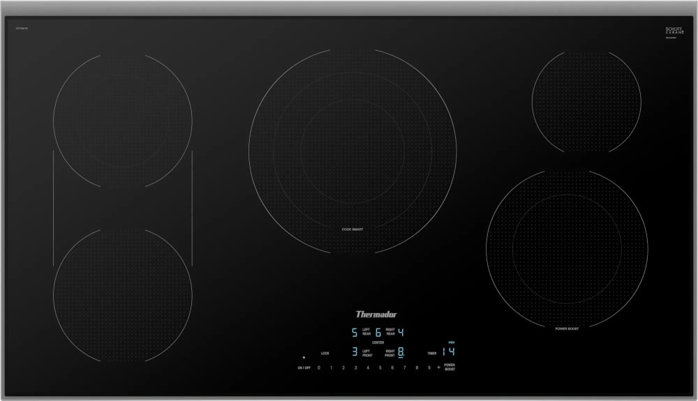Thermador CET366YB 36 Inch Electric Cooktop with 5 Elements, Glass
