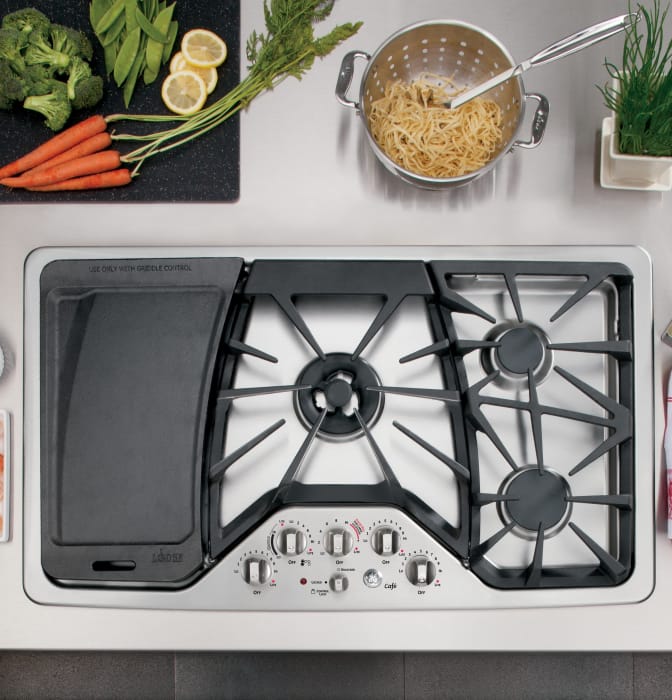 GE CGP650SETSS 36 Inch Gas Cooktop with Griddle Accessory, Precise